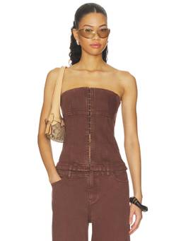 Sovere - Dakota Women's Strapless Denim Corset Top Brown