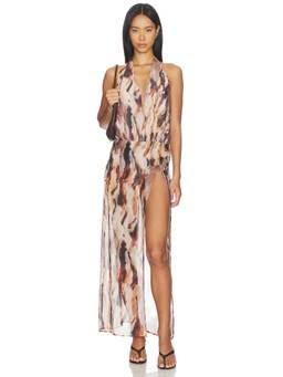 superdown - Tovianna Women's Printed Halter Neck Maxi Dress Multi-Color