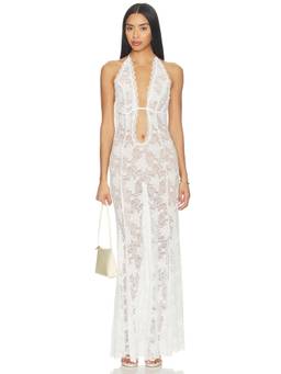 superdown - Meelinah Women's Lace Halter Neck Maxi Dress White