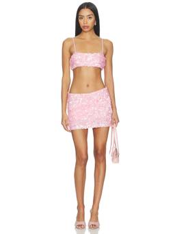 superdown - Rainey Women's Sequin Mesh Skirt Set Pink