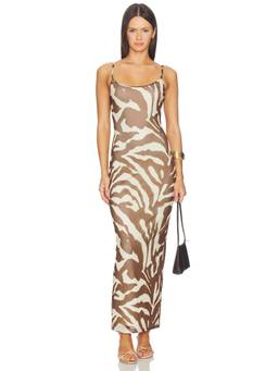 superdown - Emmaline Women's Animal Print Mesh Maxi Dress Brown