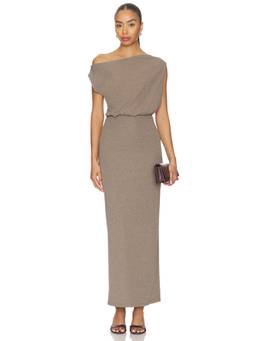 superdown - Cecilia Women's Off Shoulder Open Back Maxi Dress Beige