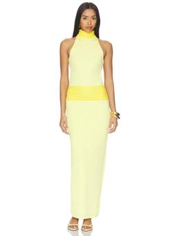 superdown - Sabriana Women's Halter Low Back Maxi Gown Yellow
