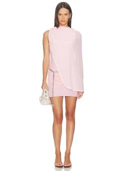 superdown - Maxine Women's Draped Mesh Overlay Mini Bodycon Dress Pink