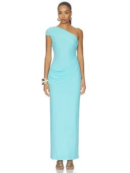 superdown - Fleur Women's Ruched One Shoulder Maxi Dress Blue