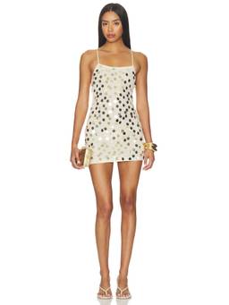 superdown - Arlett Women's Sequin Crochet Bodycon Mini Dress Off White