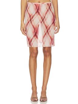 superdown - Dalary Women's Semi-Sheer Printed Midi Skirt Red