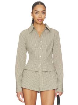 superdown - Silas Women's Checked Cotton Button-Down Shirt Beige