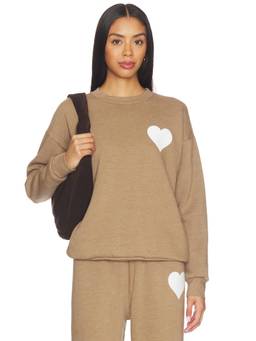 SPRWMN - Heart Women's Graphic Crew Neck Sweatshirt Beige