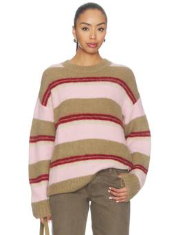 SAMSOE SAMSOE - Sajeanne Women's Striped Rib Trim Pullover Sweater Multi-Color