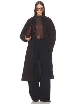 SAMSOE SAMSOE - Women's Wool Blend Button-Front Overcoat Brown