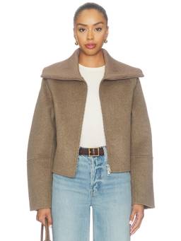 SAMSOE SAMSOE - Sacleo Women's Wool Blend Zippered Cropped Jacket Brown