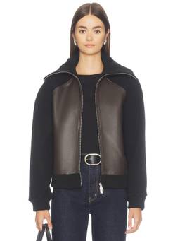 SAMSOE SAMSOE - Saolive Women's Dual-Zip Leather Bomber Jacket Brown
