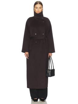 SAMSOE SAMSOE - Sahanne Women's Double-Breasted Belted Long Coat Brown