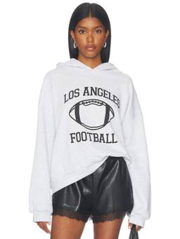 Sunny Somewhere - La Football Women's Graphic Fleece-Lined Pullover Hoodie Grey
