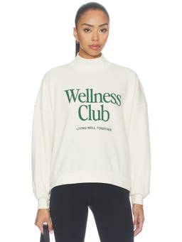 Sunny Somewhere - Wellness Club Women's Logo Graphic Mock Neck Sweatshirt Off White