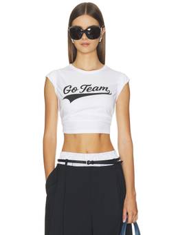 Sunny Somewhere - Go Team Women's Graphic Crop Top White