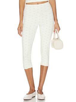 STRUT-THIS - Eyelet Women's High-Waist Stretch Pull-On Capris Off White