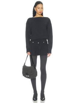 Source Unknown - Corinth Women's Peplum Detail Pullover Sweater Charcoal