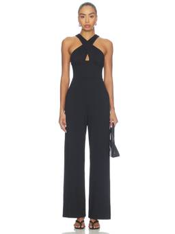 Susana Monaco - Cross Front Women's Halter Neck Wide Leg Jumpsuit Black