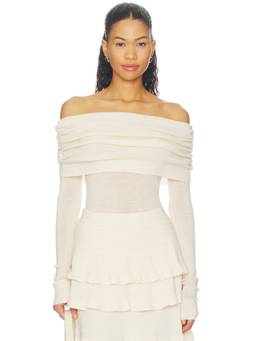 Susana Monaco - Light Merino Women's Off Shoulder Sheer Knit Sweater Off White