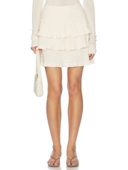 Susana Monaco - Light Merino Women's Tiered Ruffle Mini Skirt Off White