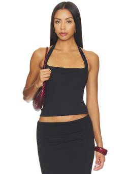 Susana Monaco - Women's Sleeveless Halter Neck Jersey Tank Top Black
