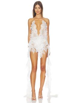 The Dolls House - Lace Plunging V-Neck Women's Mini Dress White