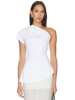 The Garment - Glam Women's Asymmetric One Shoulder Ponte Top White