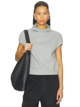 The Garment - Cotton Blend Women's Mock Neck Cap Sleeve T-Shirt Grey