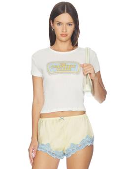 The Laundry Room - Country Club Women's Graphic Crew Neck Baby Tee White