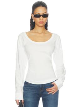 The Line by K - Longsleeve Women's Scoop Neck Jersey Top White