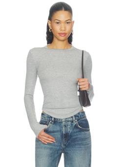 The Line by K - Simon Women's Ribbed Long Sleeve Modal Top Grey