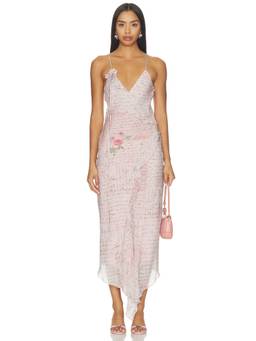 Tyler McGillivary - Liana Women's Ruffled Strappy Wrap Midi Dress Pink