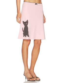 Tyler McGillivary - Collector Women's Cat Graphic Pull-On Midi Skirt Pink