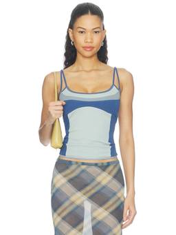 Tyler McGillivary - Arlo Women's Layered Contrast Panel Cami Blue