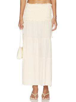Tiger Mist - Denali Women's Smocked Tiered Maxi Skirt Off White