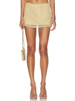 Tiger Mist - Octavia Women's Mesh Pull-On Mini Skirt Gold