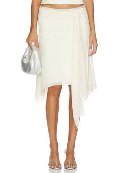 Tiger Mist - Juna Women's Embellished Wrap Asymmetric Midi Skirt Off White