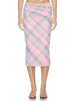 Tiger Mist - Caline Women's Ruched Midi Skirt Pink