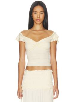 Tiger Mist - Denali Women's Off-Shoulder Ruched Crop Top Off White