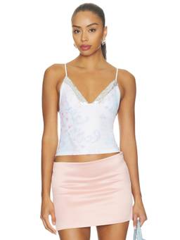 Tiger Mist - Fenella Women's Sequin Trim Mesh Crop Top White