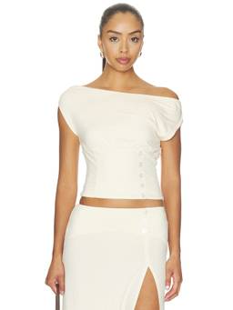 Tiger Mist - Alyssa Women's Off-Shoulder Draped Crop Top Off White