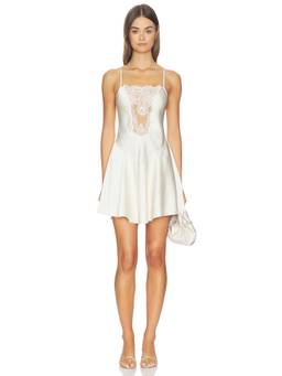 Tularosa - Liora Women's Satin Lace Trim Slip Mini Dress White