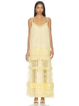 Tularosa - Gracie Women's Embroidered Tiered Maxi Dress Yellow