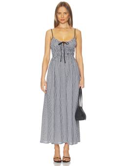 Tularosa - Josie Women's Gingham Smocked Poplin Midi Dress Black