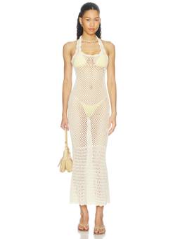 Tularosa - Faelyn Women's Halter Open Knit Maxi Dress Off White