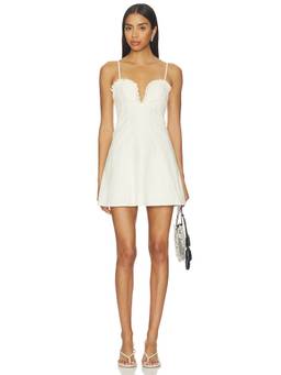 Tularosa - Kamila Women's Lace Trim Sleeveless A-Line Mini Dress White