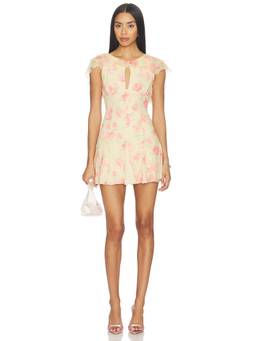 Tularosa - Jessalyn Women's Floral Keyhole Flared Mini Dress Beige