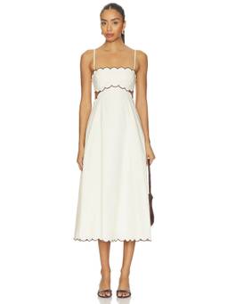 Tularosa - Samara Women's Cut-Out Scallop Trim Midi Dress White
